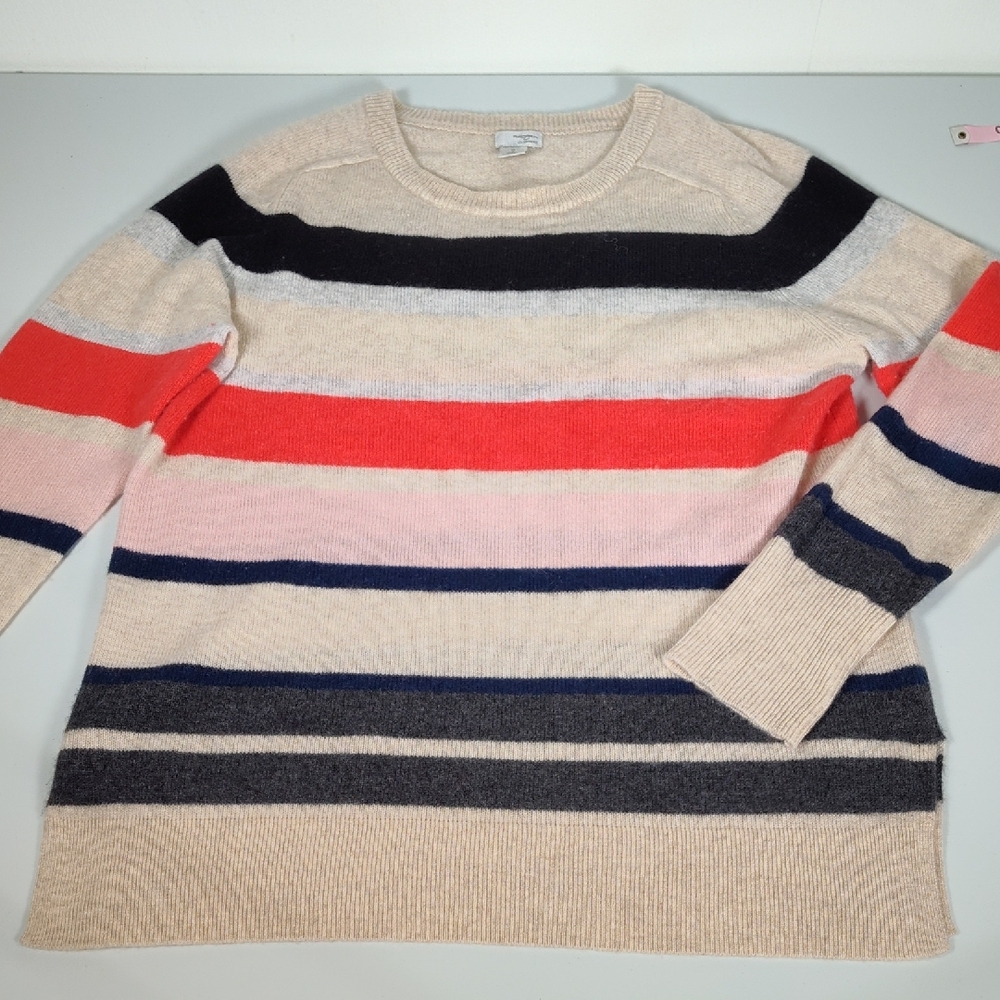 Halogen multi colored stripe 100% cashmere sweater‎ M